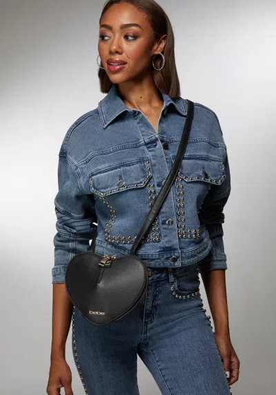 Bebe Malou Heart Crossbody In Black