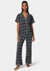 Bebe Marshmallow Printed Notch Collar Pant Set In Black Beauty
