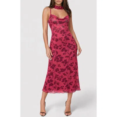 Bebe Mesh Cowl Maxi Dress In Multi