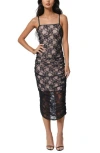 Bebe Mesh Floral Midi Dress In Black