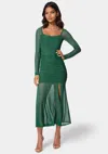 Bebe Mesh Open Back Midi In Evergreen