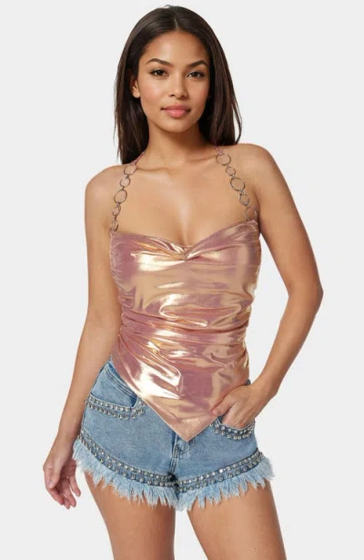 Bebe Metallic Handkerchief Top In Pink
