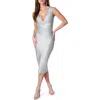 Bebe Metallic Sleeveless Bandage Body-con Dress In Silver