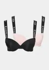 Bebe Microfiber Two Pack Push Up Bras In Black