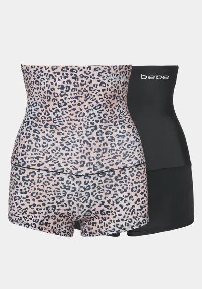 Bebe Microfiber Two Pack Shaping Boy Shorts In Leopard