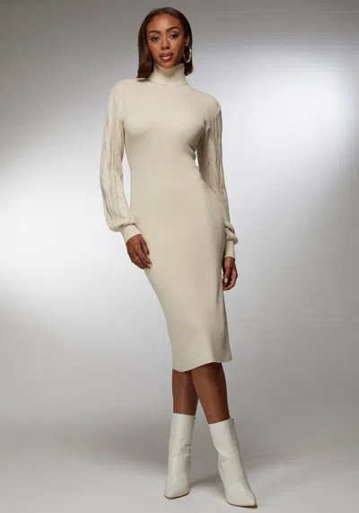 Bebe Midi Sweater Dress In Oatmeal