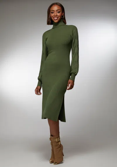 Bebe Midi Sweater Dress In Olive