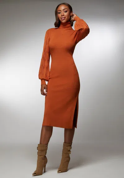 Bebe Midi Sweater Dress In Spice