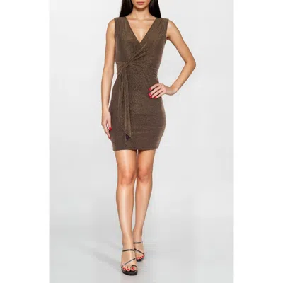 Bebe Milan Metallic Faux Wrap Dress In Gold