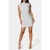 Bebe Milan Sleeveless Ruched Metallic Minidress In Gray