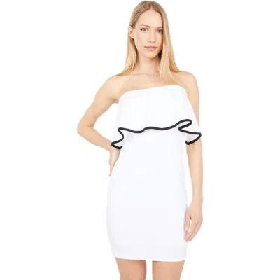 Bebe Mini Dress White Contrast Trim Off The Shoulder Bodycon Jzz324 In Multi