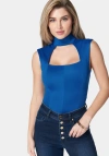 BEBE MOCK NECK CUT OUT BUSTIER TOP