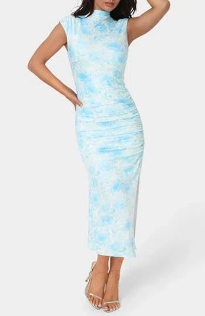 Bebe Mock Neck Jersey Midi Dress In Blue