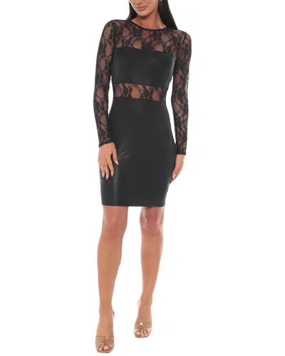 Bebe Mock Neck Leather Dress In Black