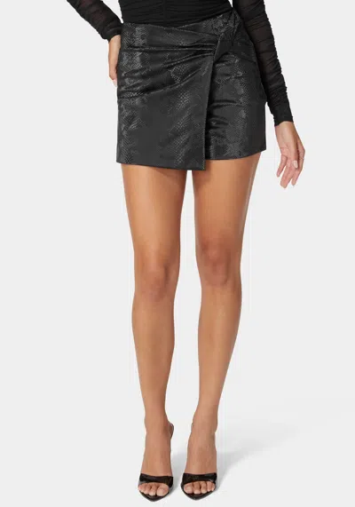 Bebe Natural Waist Embossed Vegan Leather Skort In Black