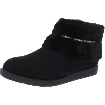 Bebe Nayeli Womens Faux Fur Round Toe Ankle Boots In Black