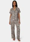 Bebe Notch Collar Silky Satin Sets In Warm Taupe
