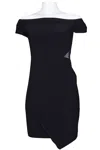 Bebe Off-the-shoulder Illusion Side Overlap Dress In Black