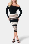Bebe Off The Shoulder Long Sleeve Sweater Dress In Black