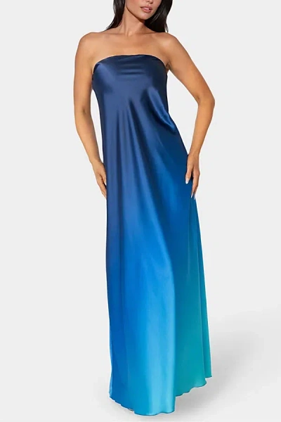 Bebe Ombre Satin Strapless Maxi Dress In Blue, Women's At Urban Outfitters