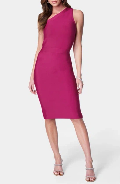 Bebe One Shoulder Bandage Dress In Fuchsia