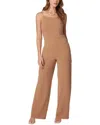 Bebe One Shoulder Core Jumpsuit In Brown