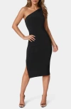 Bebe One-shoulder Jersey Body-con Dress In Black