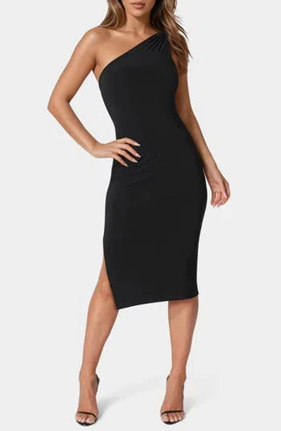 Bebe One-shoulder Jersey Body-con Dress In Black