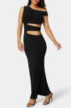 Bebe One Shoulder Maxi Dress In Black