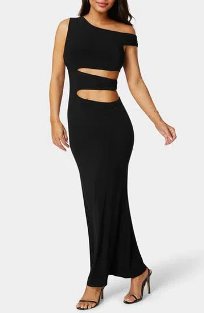 Bebe One Shoulder Maxi Dress In Black