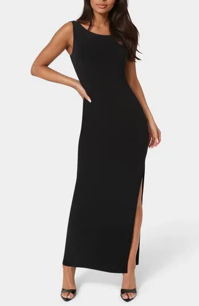 Bebe One-shoulder Slit Maxi Dress In Black