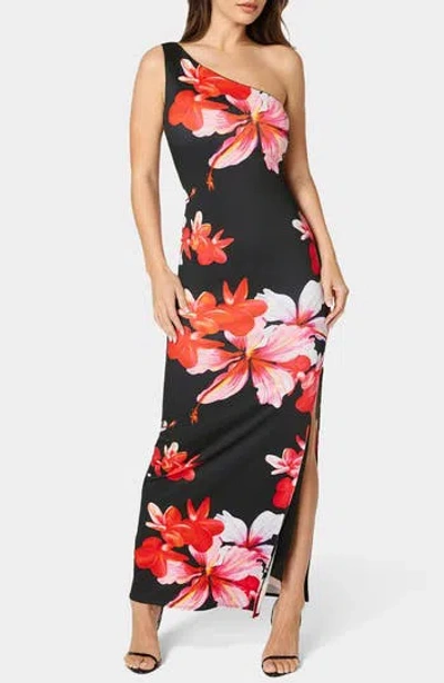 Bebe One-shoulder Slit Maxi Dress In Multi