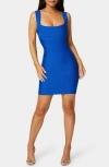 Bebe Open Back Bandage Minidress In Blue