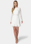 Bebe Open Back Lace Mini Dress In White
