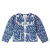 Bebe Organic Amari Floral Cotton Quilted Jacket In Blue