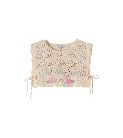Bebe Organic Kids' Anais Crochet Cotton Top In Brown
