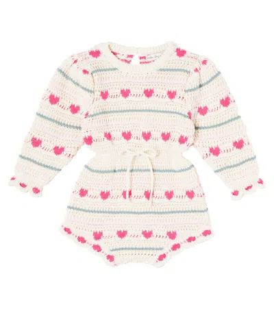 Bebe Organic Baby Josie Crochet Cotton And Wool Playsuit In White