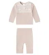 Bebe Organic Baby Lucette Set Of Cotton Sweater And Pants In Blue