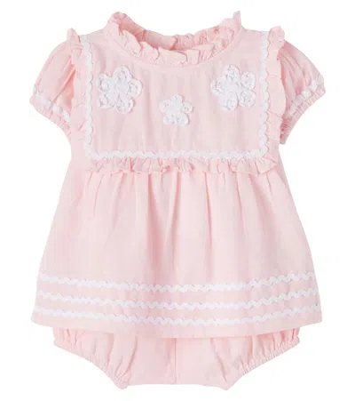 Bebe Organic Baby Lucy Dress And Bloomers Set In Pink