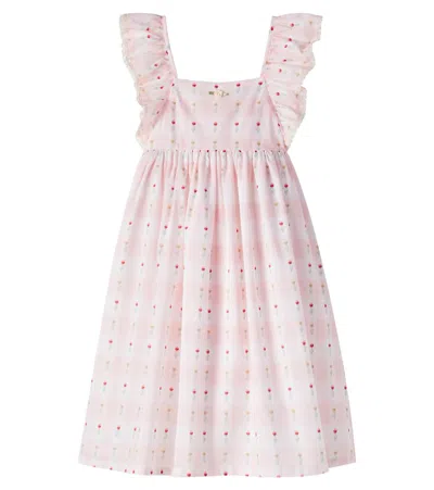 Bebe Organic Kids' Bella Checked Floral Cotton Dress
