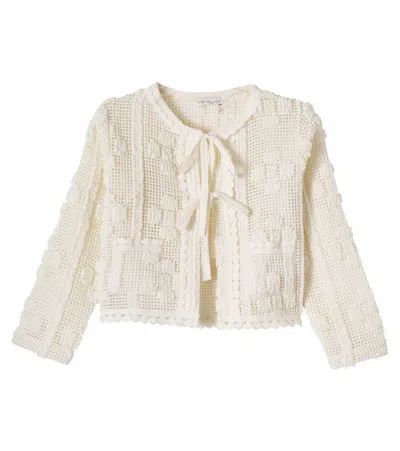 Bebe Organic Kids' Inez Crochet Cotton-blend Cardigan In White