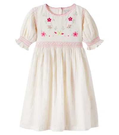 Bebe Organic Kids' Luna Broderie Anglaise Floral Cotton Dress In White