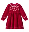 Bebe Organic Millie Embroidered Cotton And Linen Dress In Red