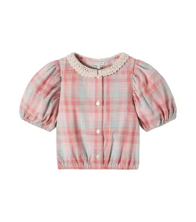 Bebe Organic Kids' Nicole Plaid Cotton Blouse In Multi