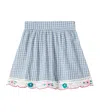 Bebe Organic Rhea Checked Embroidered Cotton-blend Skirt In Blue