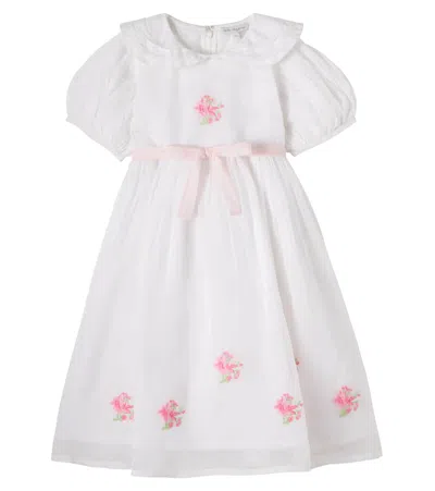 Bebe Organic Kids' Rose Embroidered Dress In White