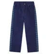 Bebe Organic Tate Embroidered Wide-leg Jeans In Blue