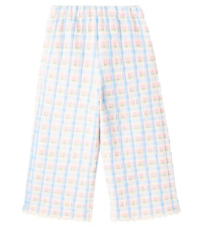 Bebe Organic Kids' Zora Knitted Floral Cotton-blend Pants In Multi
