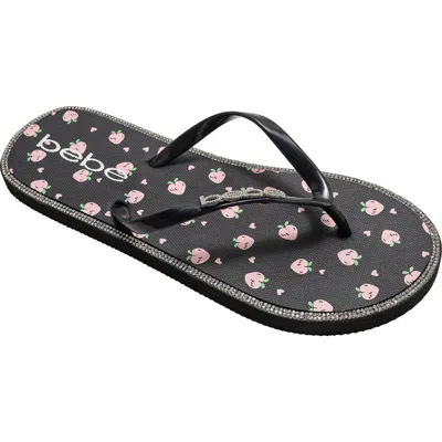 Bebe Peach Flip Flop In Black