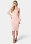 Shop Bebe Pearl Mesh Midi Sweater Dress In Blush